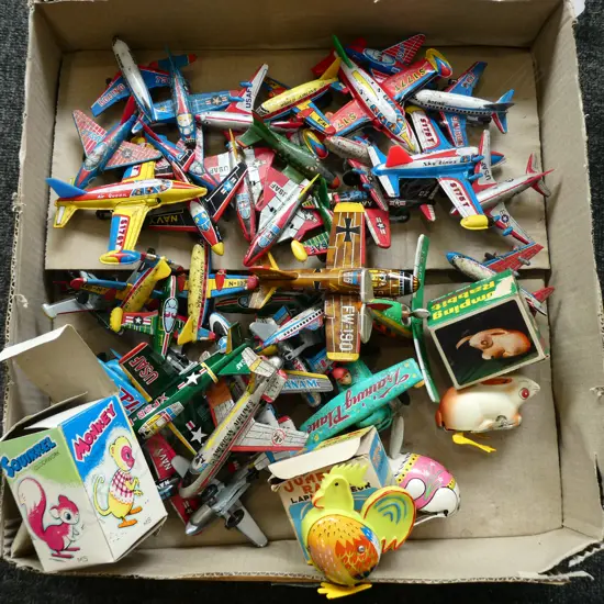 VINTAGE TIN PLATE MODEL PLANES; JAPAN ETC