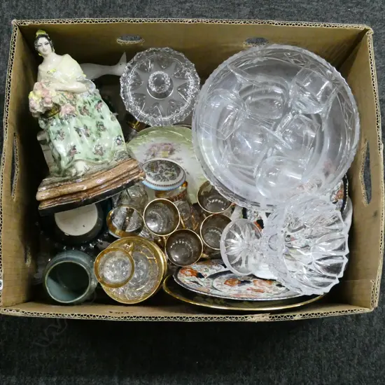 ASSORTED CHINA CRYSTAL POTTERY ETC