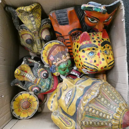 ASST. INDONESIAN MASKS; WOODEN & PAPIER MACHE