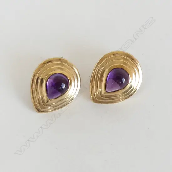 PR 9CT & PURPLE GEM EARRINGS, 6.1gms