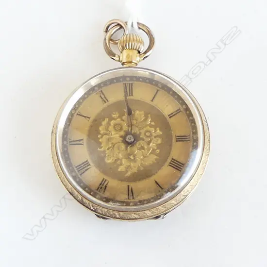 18CT POCKET WATCH Dia.35mm 33.7gms internal back cover is gilt