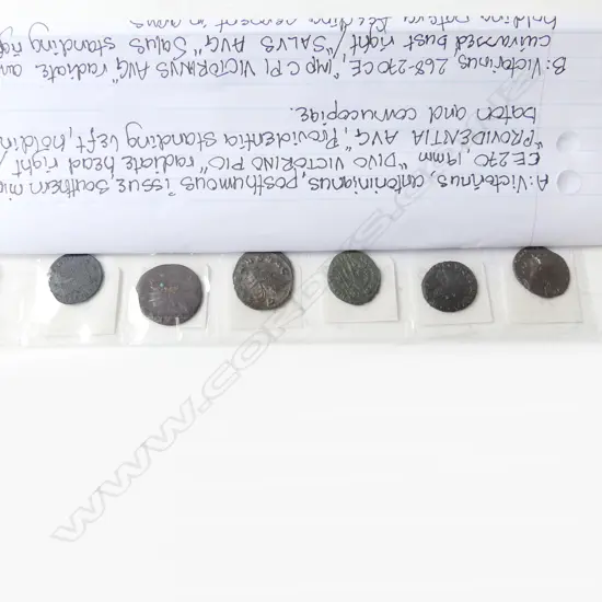 6 ROMAN COINS; VICTORINUS, GALLIENUS ETC
