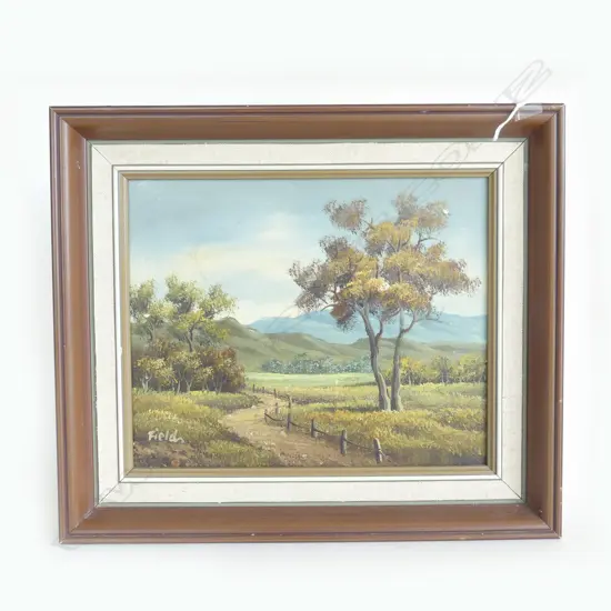 SMALL OIL RURAL SCENE SIGNED FIELDS H280 L330MM