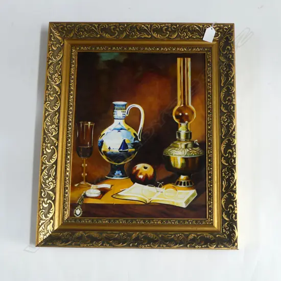 SIGNED STILL LIFE, ACRYLIC ON BOARD, 410x320mm