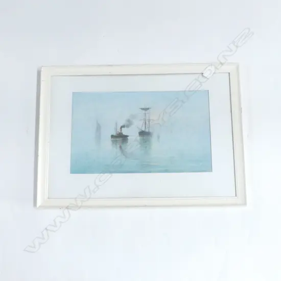 JD PERRETT, BOATS IN THE FOG, PASTEL, SIGNED, 230 x 395mm