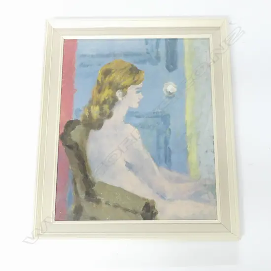 MARGE MARTIN, NUDE ON CHAIR, OIL ON CANVAS, SIGNED, 600 x 500mm