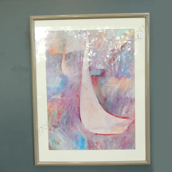 SIMON PAYTON, UNTITLED (ABSTRACT YACHT), ACRYLIC ON PAPER 785x575mm