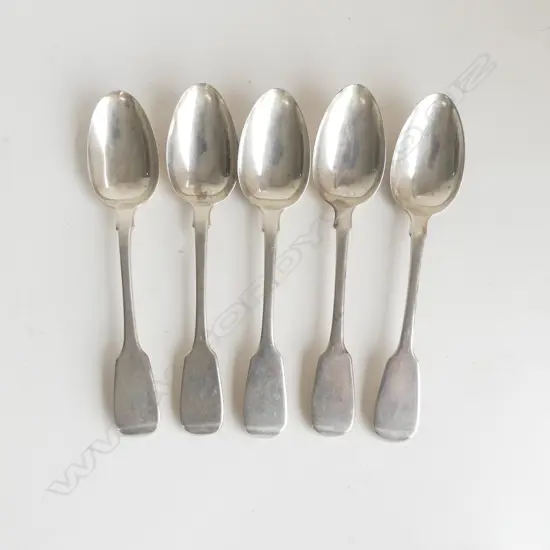 5 S/SILVER GEO DESSERT SPOONS 225GMS