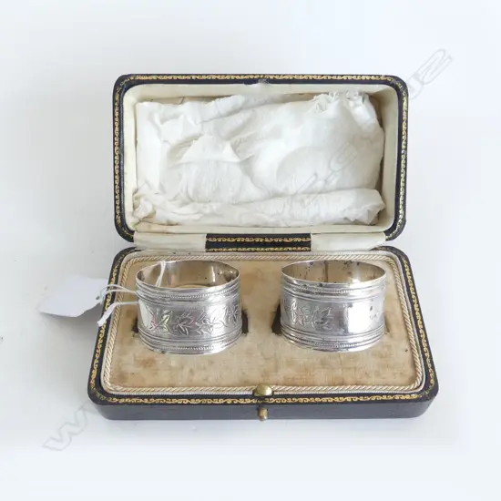 CASED  S/SILVER NAPKIN RINGS  VICT 48GMS