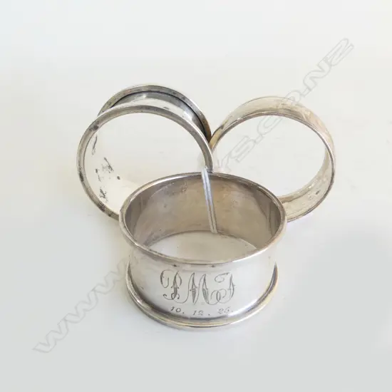 3 S/SILVER NAPKIN RINGS 43GMS