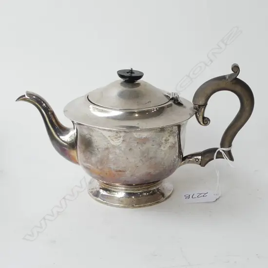 STG SILVER TEAPOT, B'HAM 1898, CAP AF, 262gms