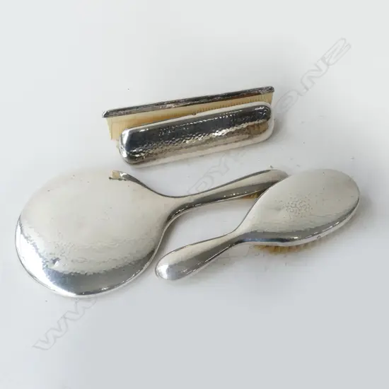 1920's STYLE 4pc SILVER PLATE BRUSH & COMB VANITY SET