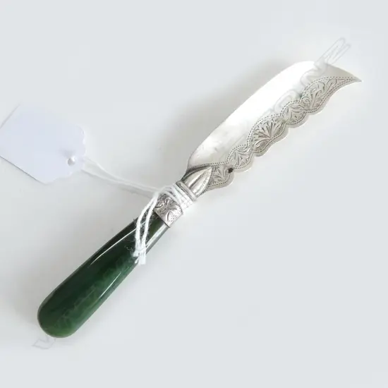 GREENSTONE HANDLED S/SILVER BUTTER KNIFE