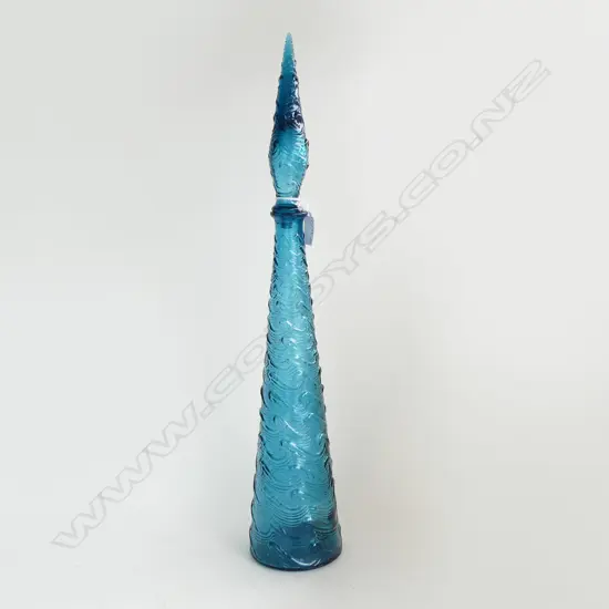 VINTAGE GENIE BOTTLE 1960s EMPOLI PEACOCK BLUE, H.570mm