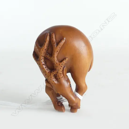 JAPANESE CARVED WOOD NETSUKE DEER