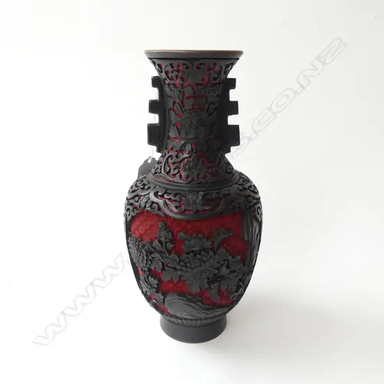 ORIENTAL CINNABAR (RESIN) VASE H.230mm