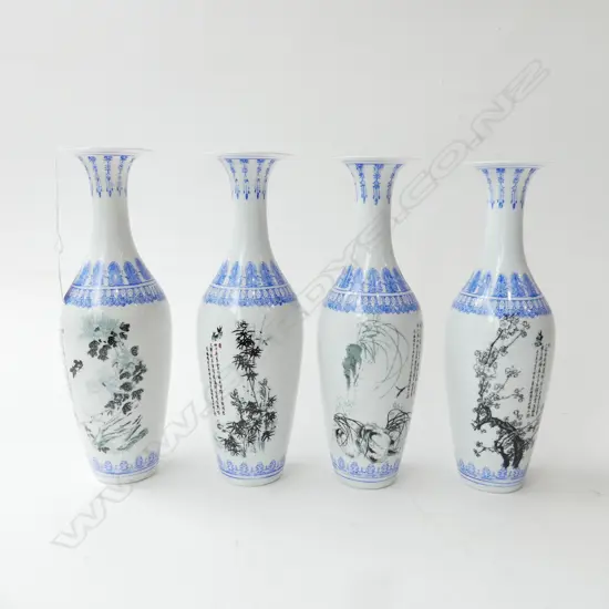 4 CHINESE EGGSHELL PORCELAIN VASES H.250mm