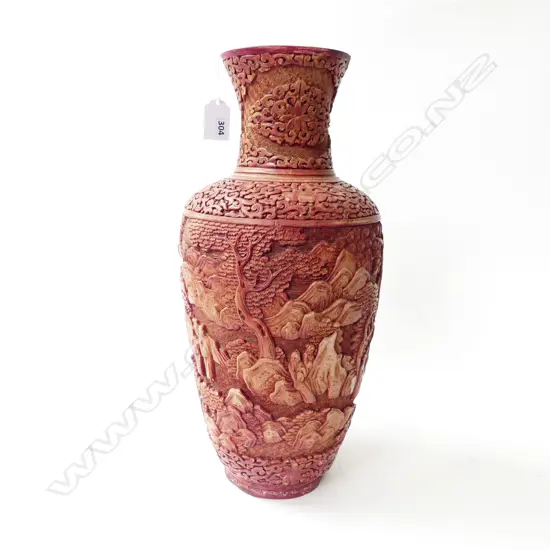 CHINESE RESIN CINNABAR VASE (FADED) H.400mm