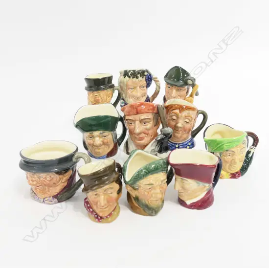 11 ROYAL DOULTON MINIATURE CHARACTER JUGS H.65mm