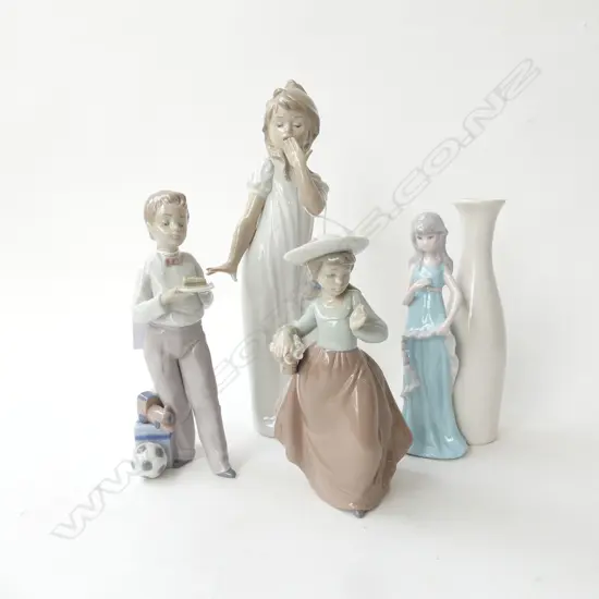 LLADRO BOY WITH CAKE. 2 NAO FIGURES & ONE OTHER