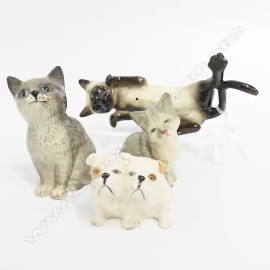 2 ROYAL DOULTON CATS H.100mm + BESWICK CAT & DOGS