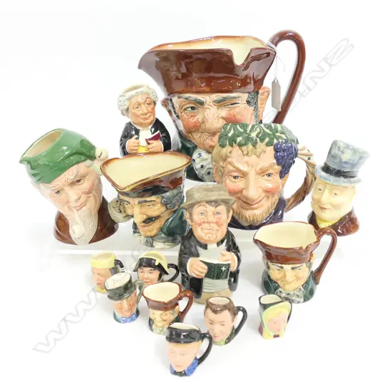 15 ASST. ROYAL DOULTON TOBY / CHARACTER JUGS H.155mm