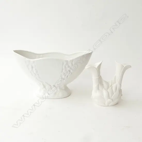 2 WHITE CERAMIC ORNAMANTS INCL SML CROWN LYNN  H170mm