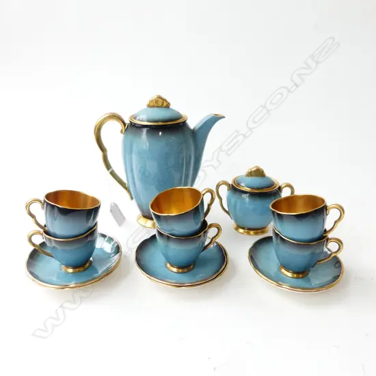 8 PCE CARLTON WARE 'BLEU ROYALE' COFFEE SET