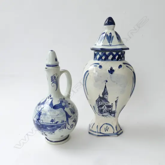 DELFT LIDDED VASE H.320mm &amp; JUG
