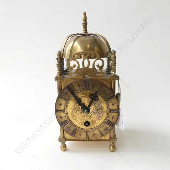 ANTIQUE BRASS 8 DAY LANTERN CLOCK &#x2B; KEY H.240mm