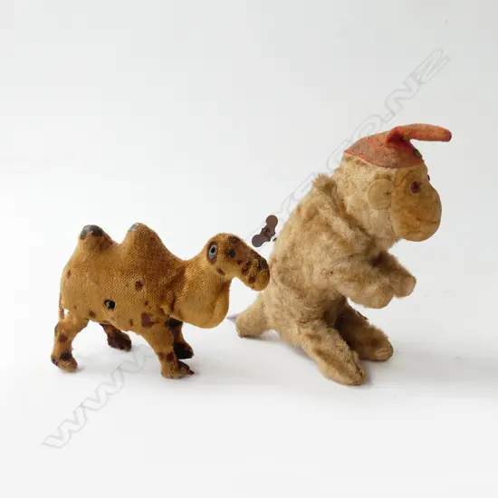 2 VINTAGE WIND UP CLOCKWORK TOYS; CAMEL & MONKEY (WORKING) H.200mm