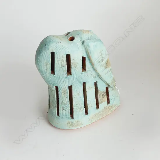 JOHN ROY DOG SCULPTURE, TERRACOTTA w PALE GREEN GLAZE, ARTIST'S MARK & NAME TO BASE, H.160mm