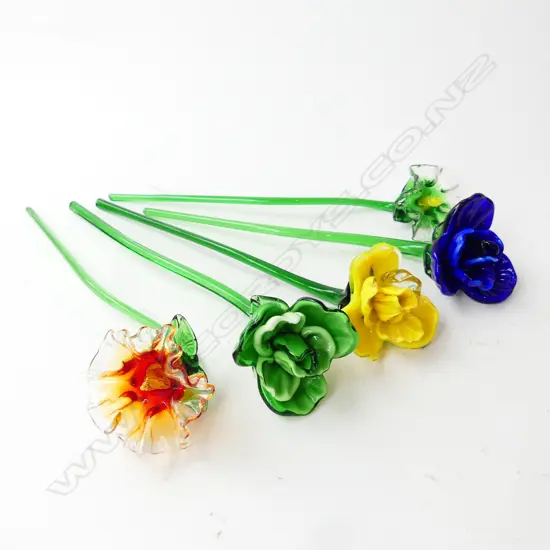 5 ART GLASS FLOWERS H.350mm