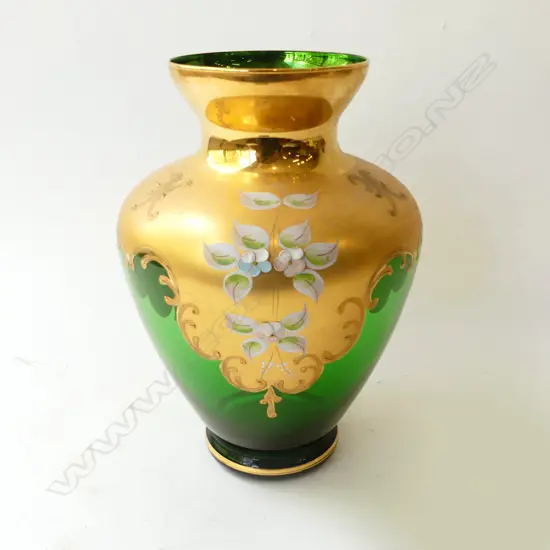 GREEN VENETIAN GLASS VASE H.265mm