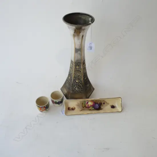 WMF EP VASE H310MM AYNSLEY DISH L200 & 2 CHINA EGG CUPS 