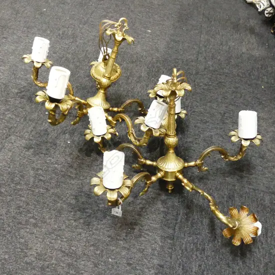 PR GOLD METAL 5 LIGHT CHANDELIERS 470mm dia
