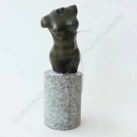 BRONZE FEMALE TORSO ON MARBLE BASE H.235mm