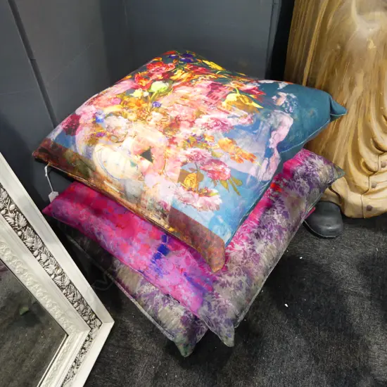 3 LG CUSHIONS, PINK TONES 530x530mm