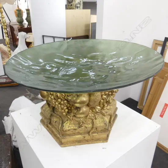 LG GLASS BOWL ON GOLD RESIN BASE 560mm dia H.320mm