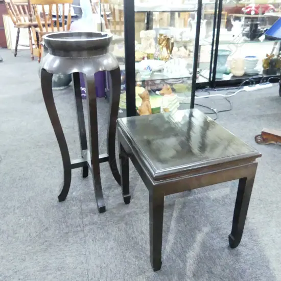 ORIENTAL PLANT STAND H.690mm & SIDE TABLE W.405mm