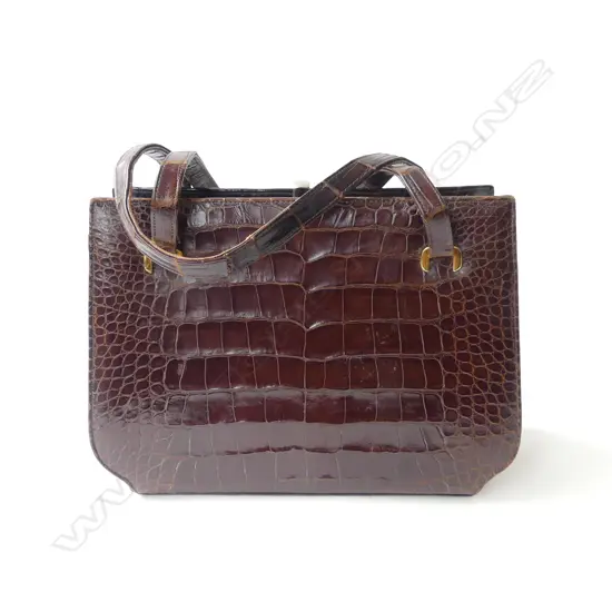 VINTAGE CROCODILE HANDBAG W.295mm