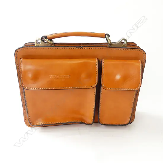 'VERA PELLE' ITALIAN LEATHER BAG W.280mm