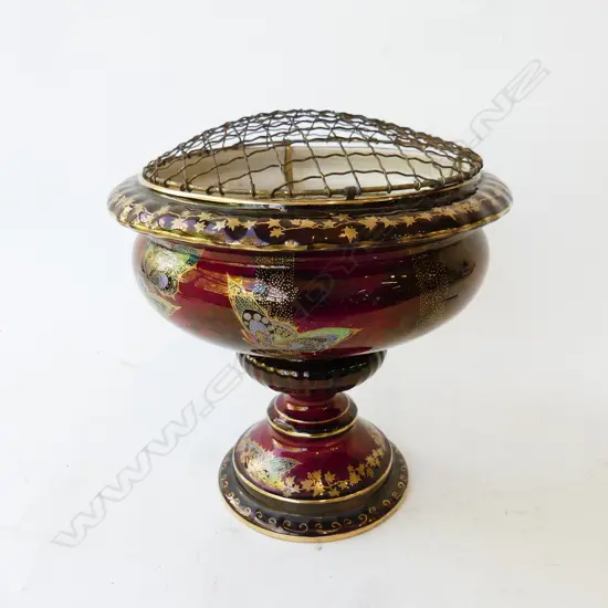 CROWN DEVON RED LUSTRE ROSE BOWL H.230mm