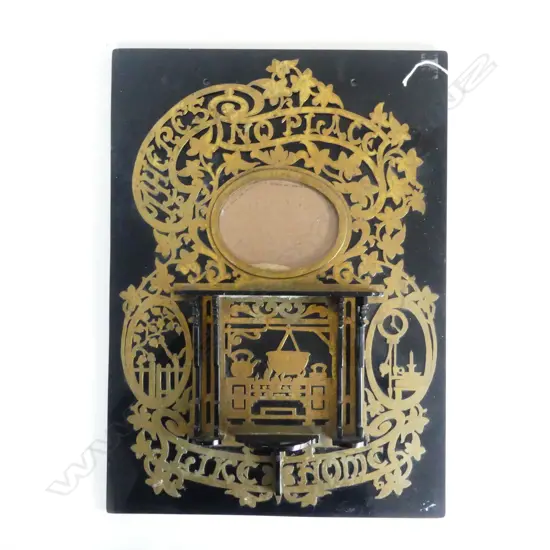 EBONIZED & BRASS PORTRAIT FRAME NO PLACE LIKE HOME H500MM W370MM