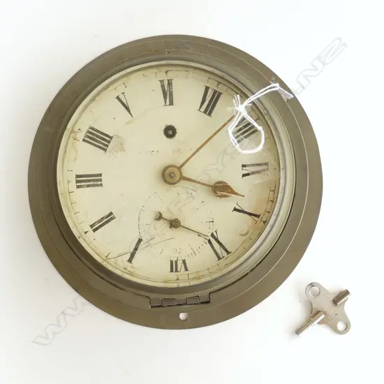 OLD BRASS SHIPS CHRONOMETER CLOCK, Dia 220mm