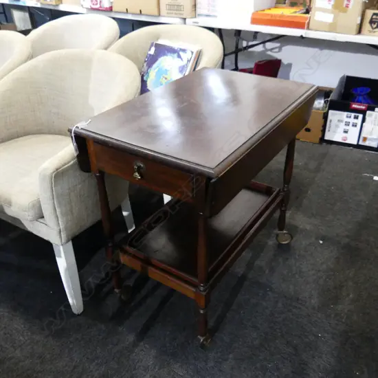 MAHOGANY TEA TROLLEY W.760mm