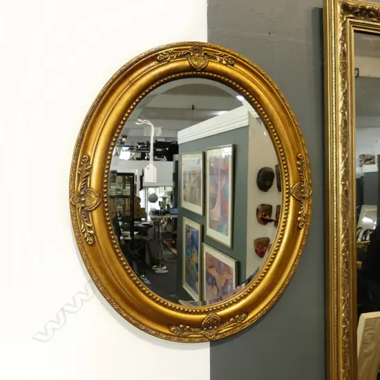 OVAL GOLD FRAMED MIRROR 640x540mm