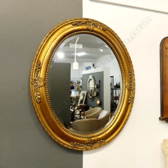 OVAL GOLD FRAMED MIRROR 640x540mm