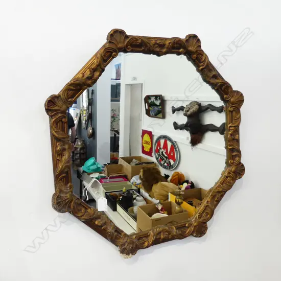 OCTAGAONAL GOLD FRAMED MIRROR 600mm dia
