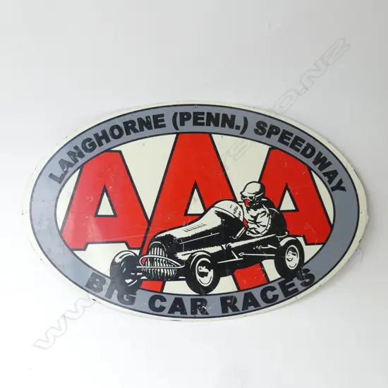 A VINTAGE USA ENAMEL LANGHORNE SPEEDWAY SIGN 400 x 630mm